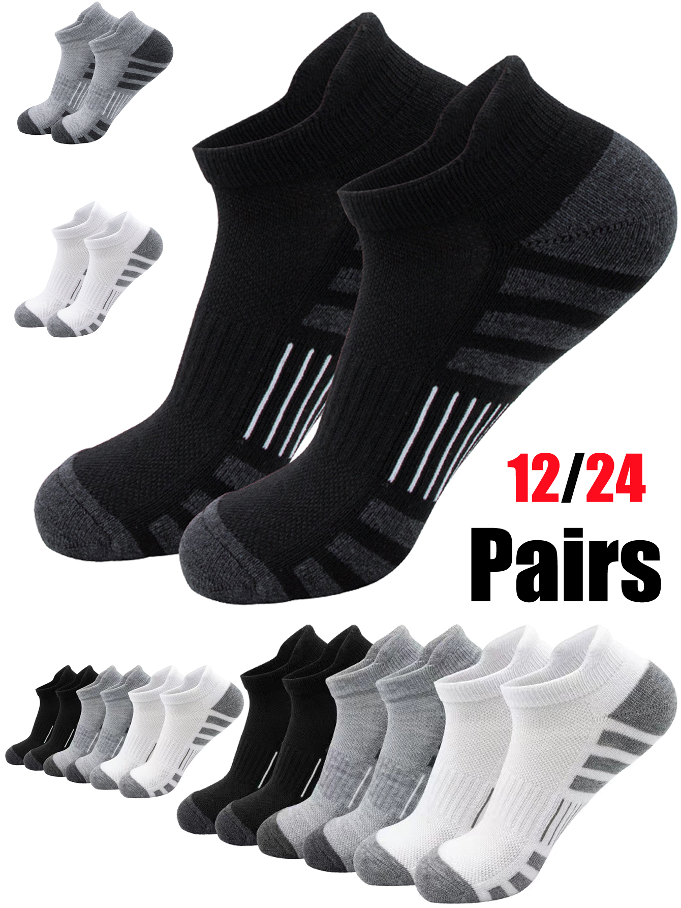 Athletic Sock Cushion - Unisex Low Cut Sports Tab Ankle