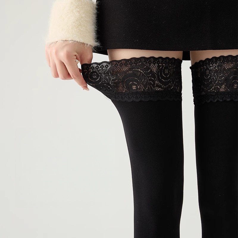 Thigh High Sock Stay Up - 100D Sexy Stockings Retro Lace Top