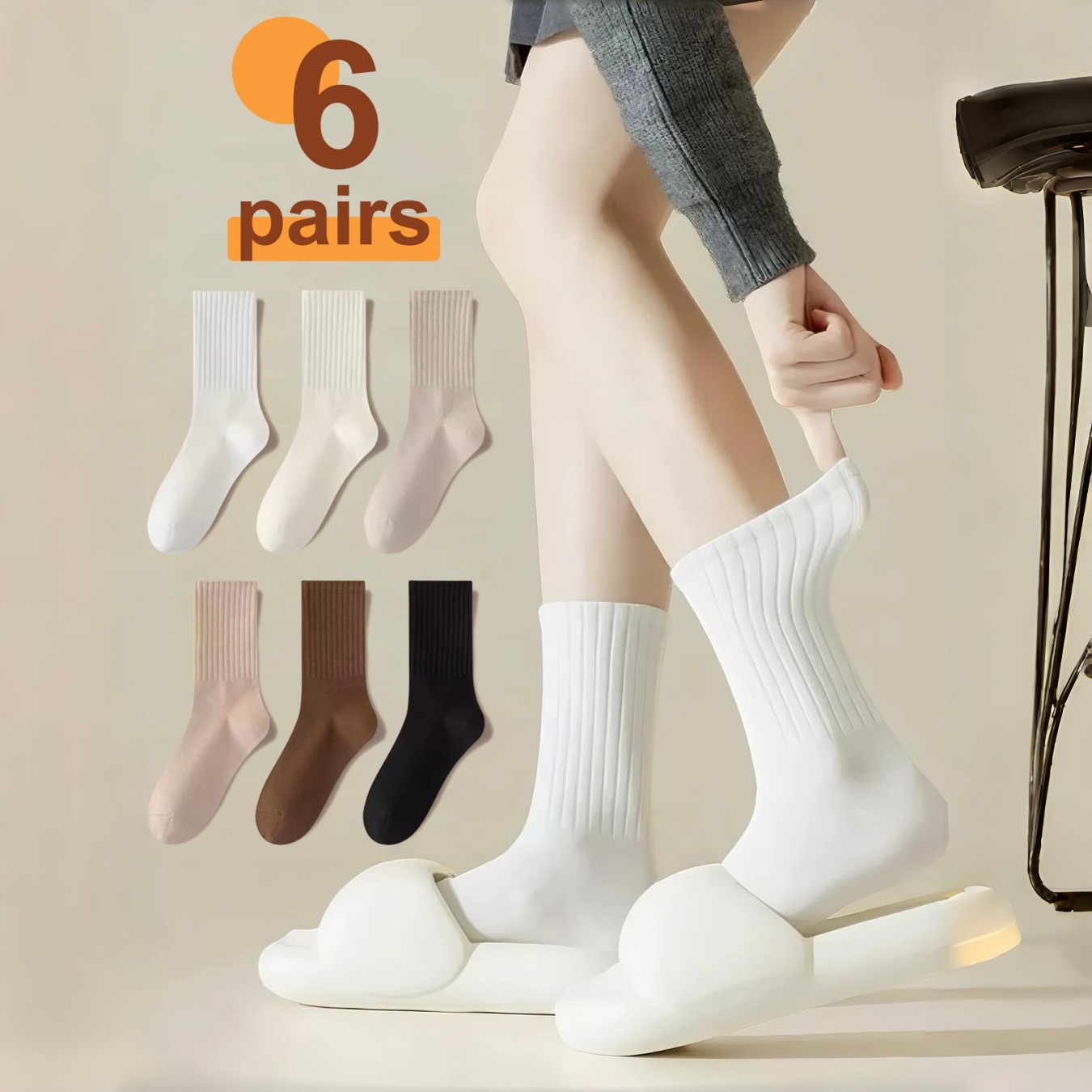 Knee High Sock Women - 6 Pairs Heap Socks Set -