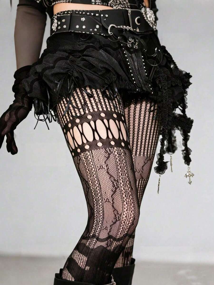 1pc Asymmetric Hollow Fishnet  - đánh giá và giá Fishnet Stocking Women