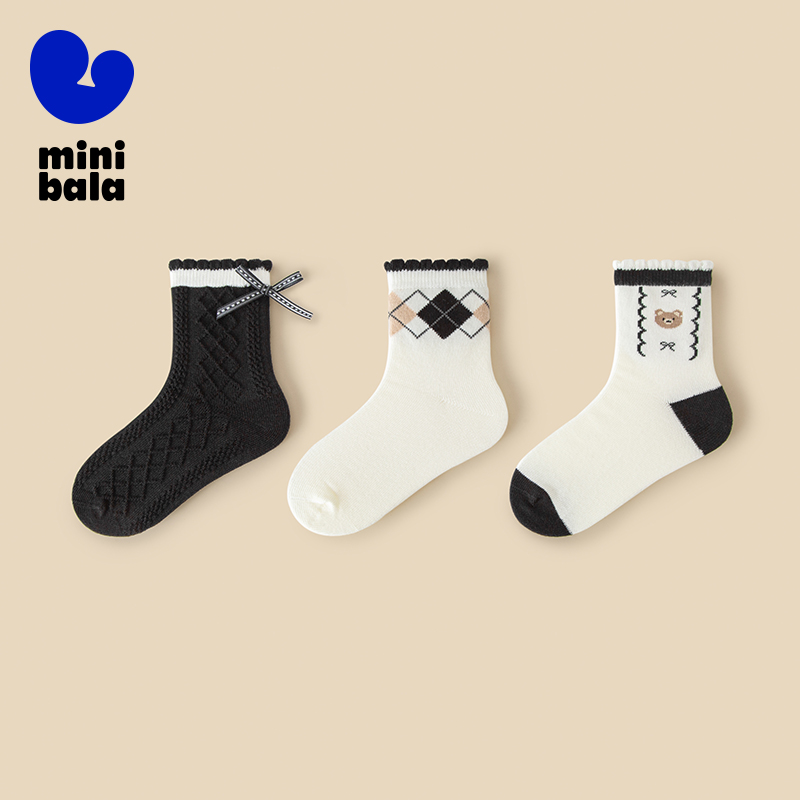 Mini Balabala Kids 3-Pack Sock - đánh giá và giá Cotton Crew Sock Pack