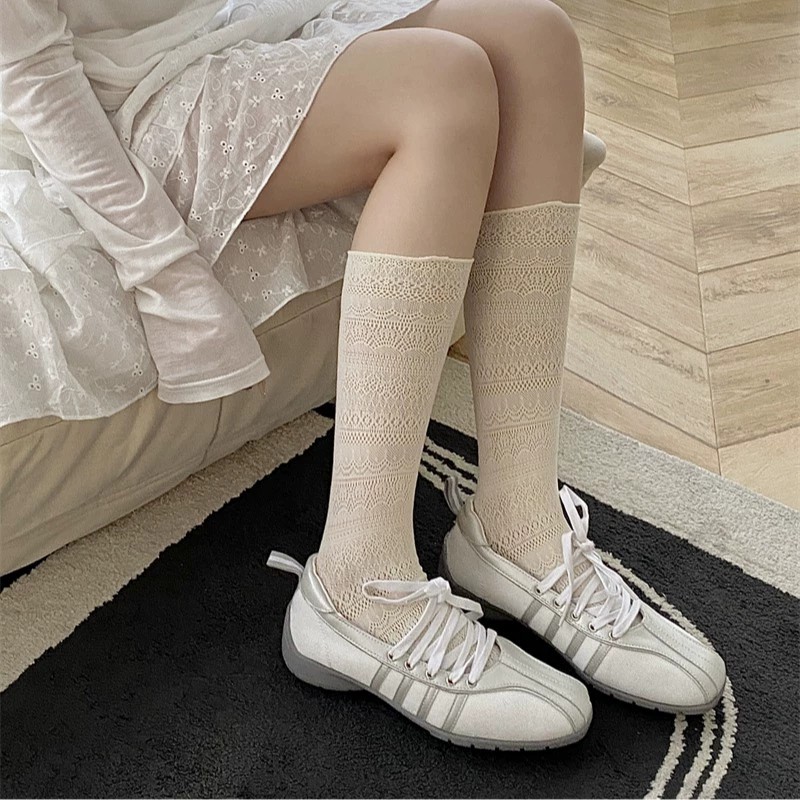 1/4 Pairs Women Lace Trimmed K - đánh giá và giá Knee High Sock Women