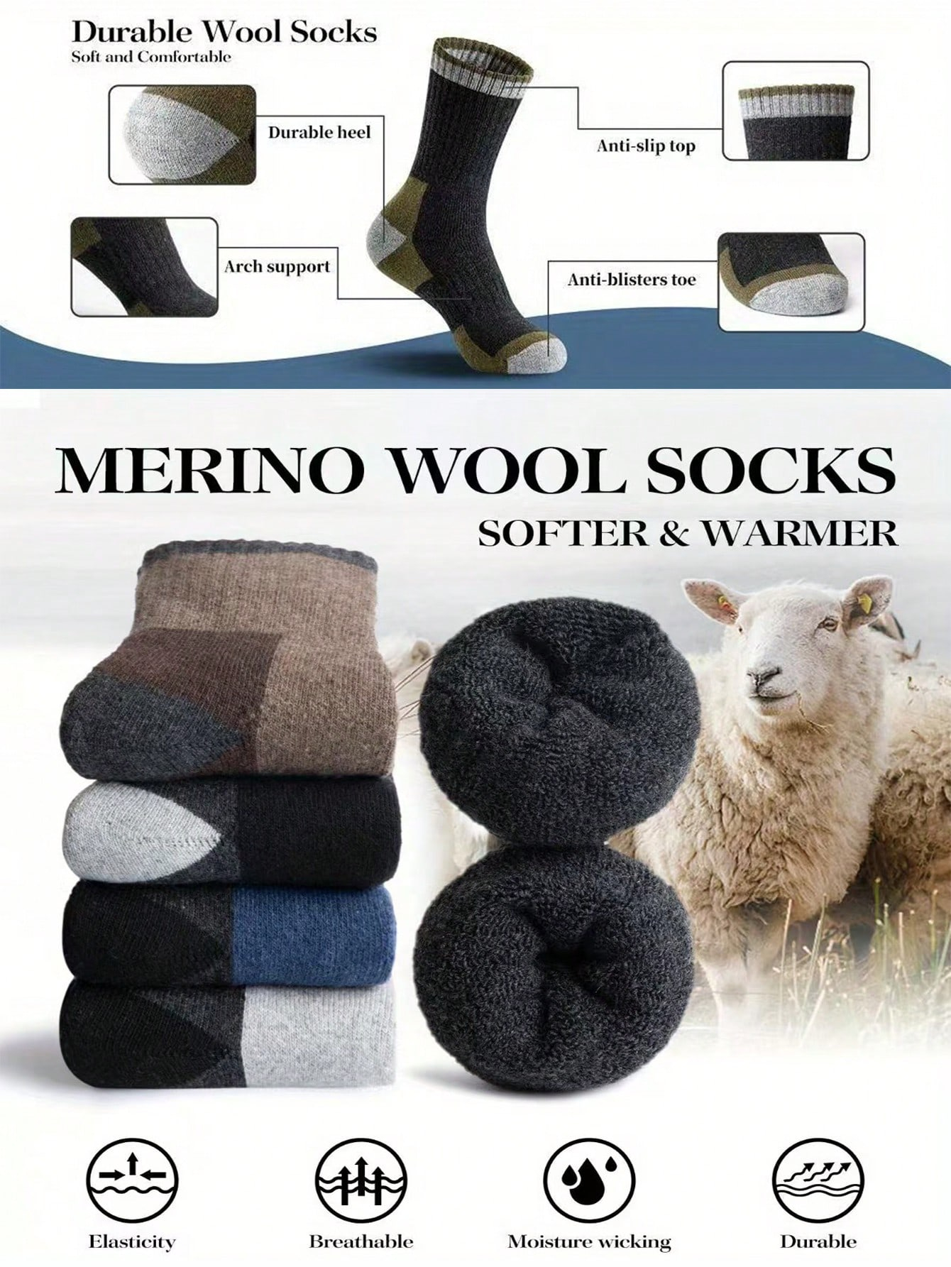 Men’s Thick Crew Socks 5-Pack, - đánh giá và giá Cotton Crew Sock Pack