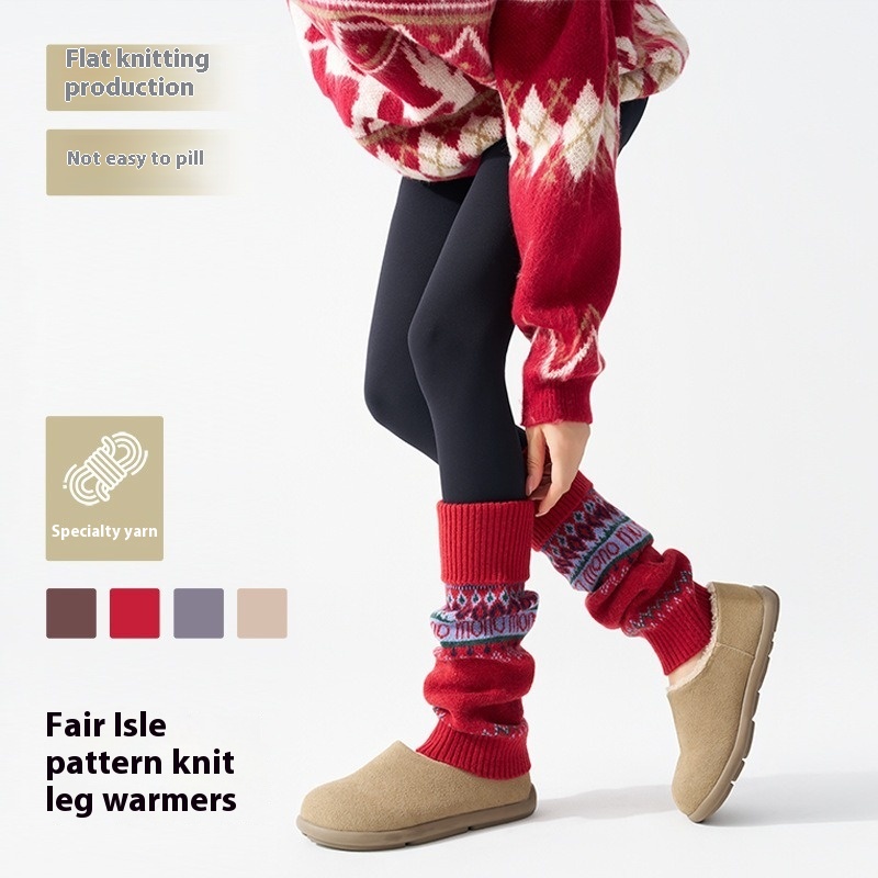 ​Fair Isle Knitted Leg Warmers - đánh giá và giá Boot Sock Slouchy